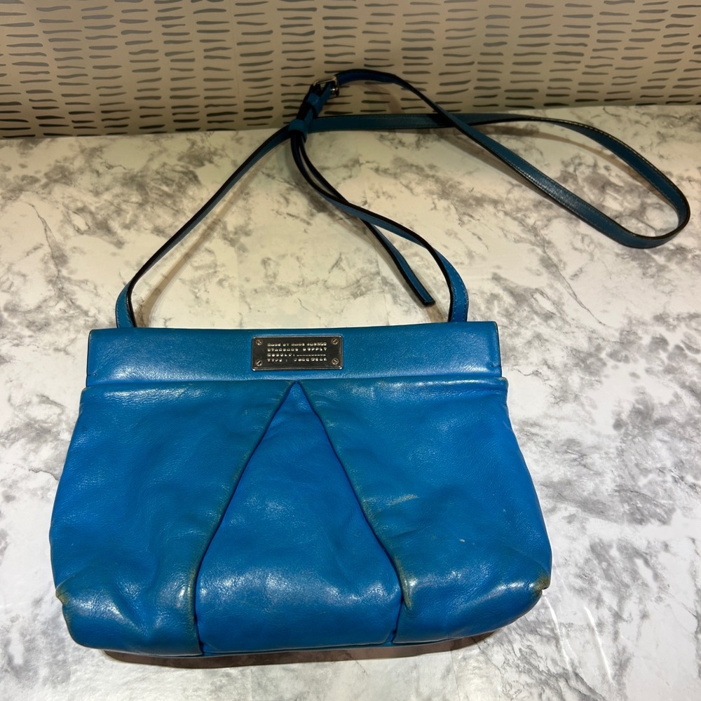 Marc Jacobs Marchive Percy Blue Leather Crossbody Purse